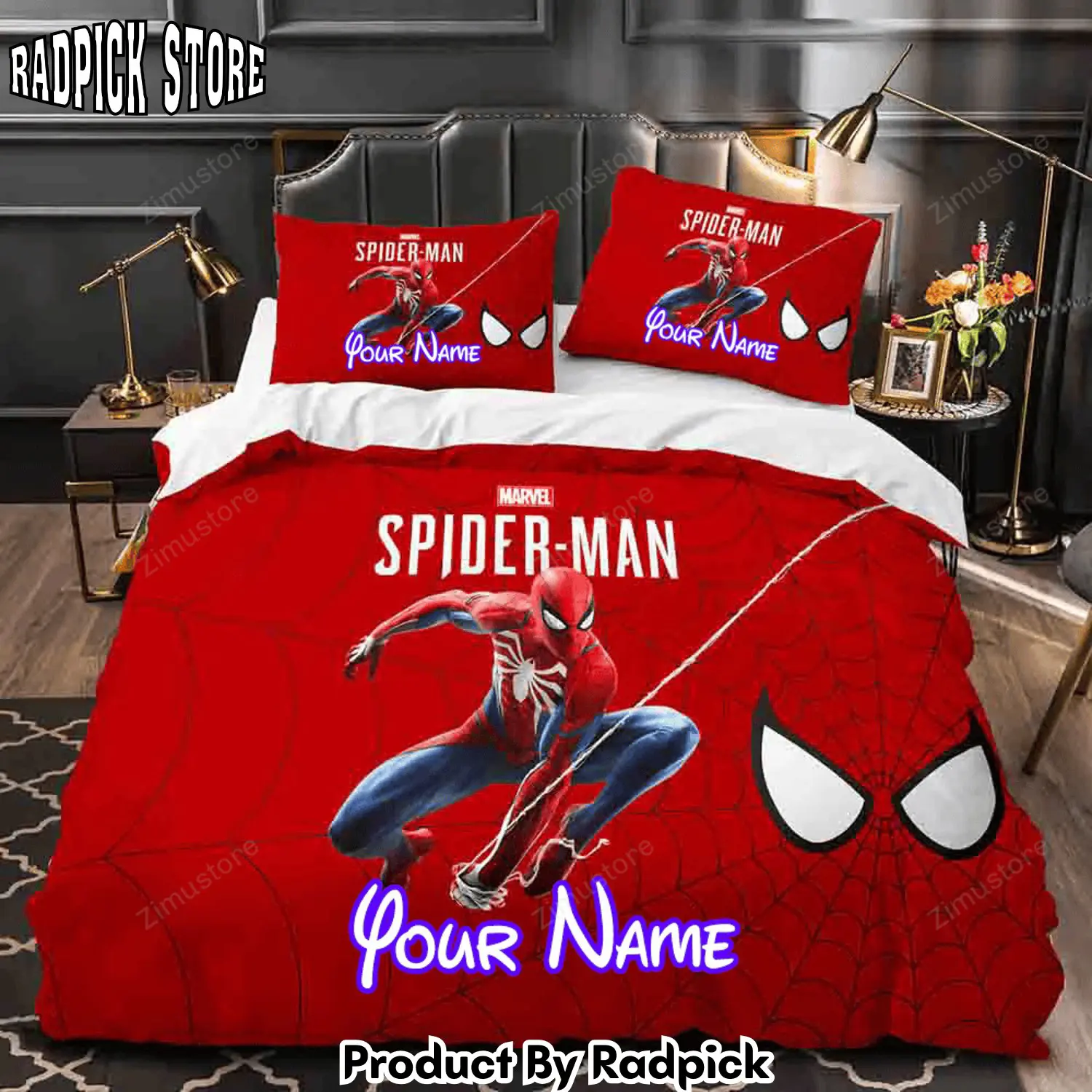 Radpick spiderman spiderman personalized name bedding set duvet covers bed sheets home decor3860 rp3272076